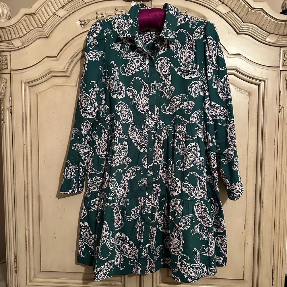 Paisley Tiered Shirt Dress